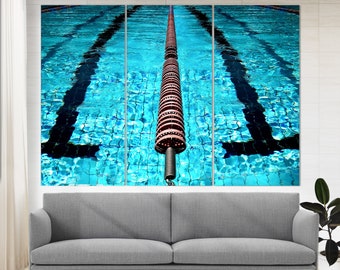 Swimming Pool Underwater Canvas Art, Swimming Wall Art, Swimmer Gift, Abstract Swimming Pool Photo, Water Print Sports Boys Room Home Decor