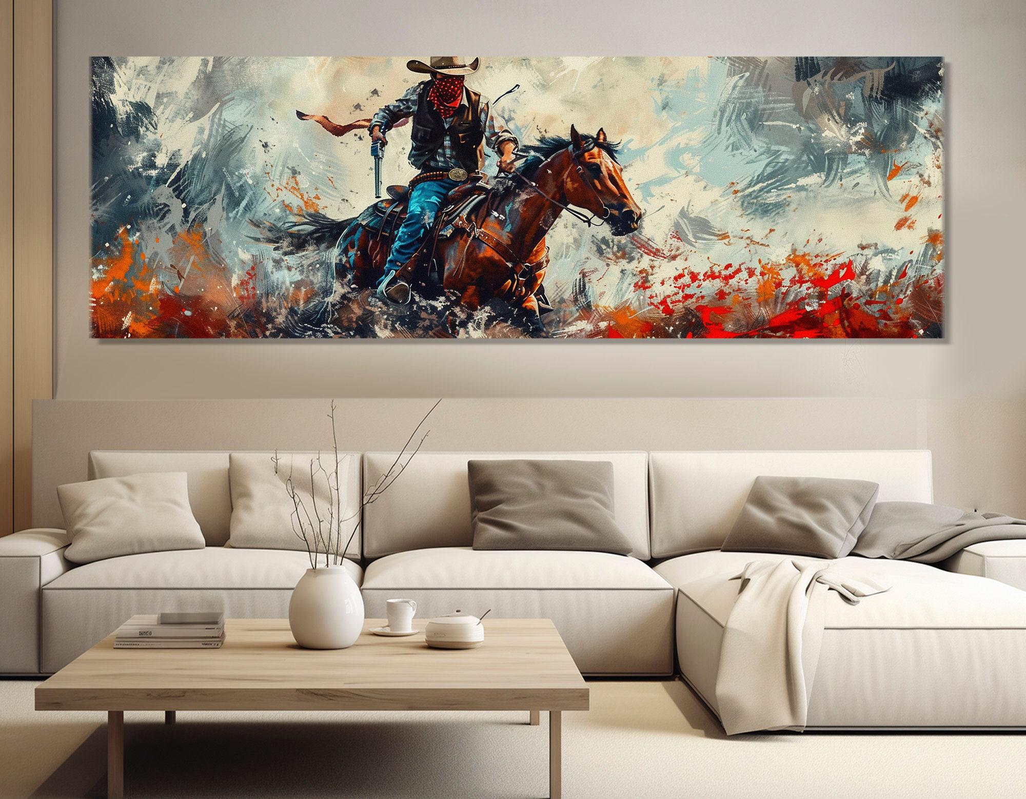 ワイルド ウェスト ウォール アート、銃を持ったカウボーイのレトロ