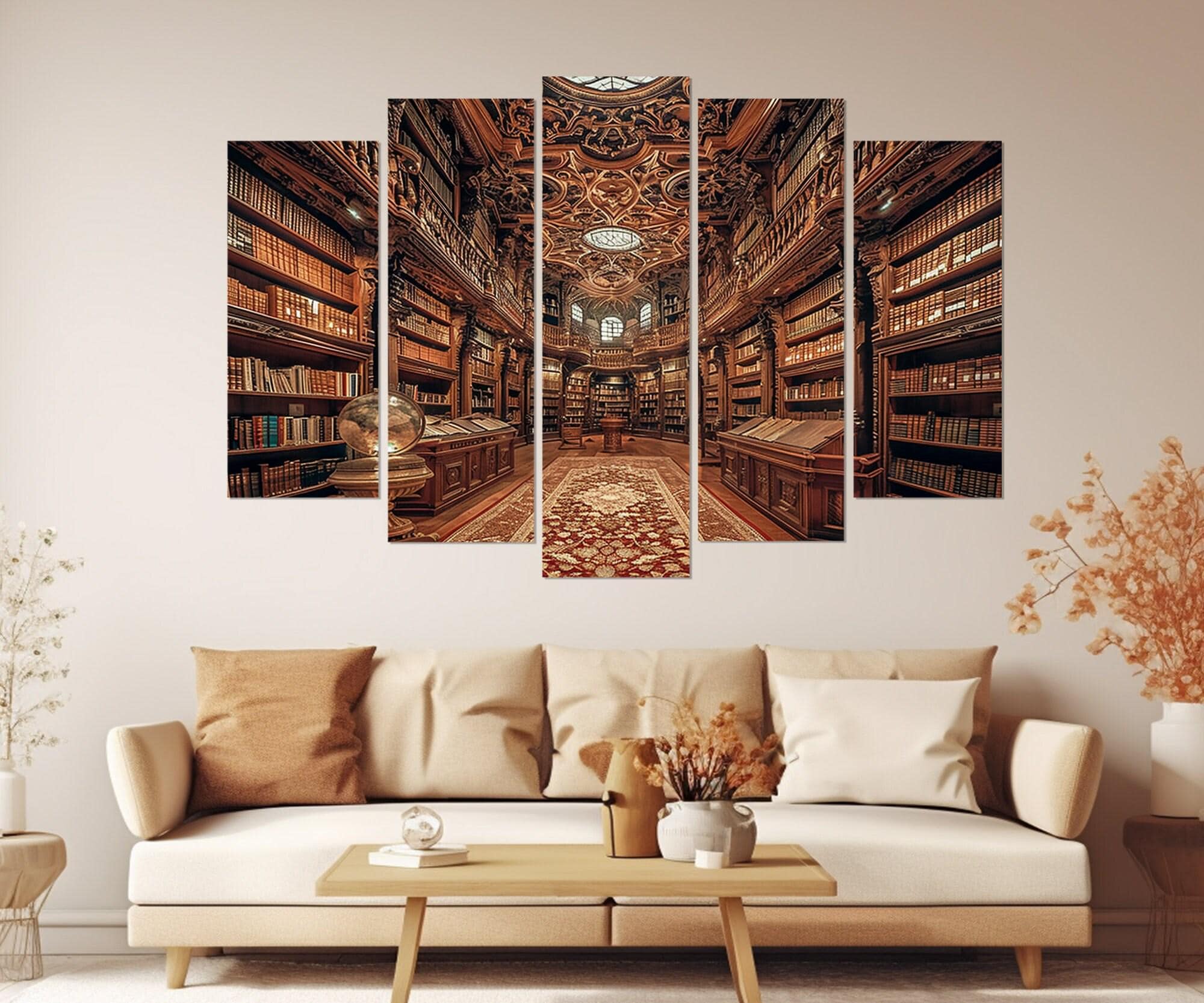 Library Canvas Print, Library Wall Art, Abstract Library Canvas Art ...