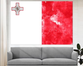 Malta Flag Canvas Print, Malta Wall Art, Flag of Malta Print, Framed and Ready to Hang