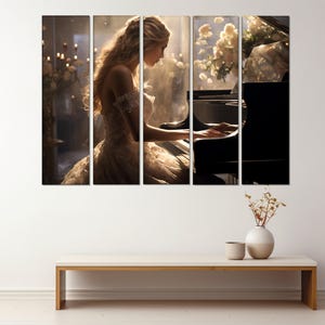Beautiful Pianist Girl Canvas Print, Piano Wall Art, Musician Gift, Pianist Gift, Framed and Ready to Hang image 5