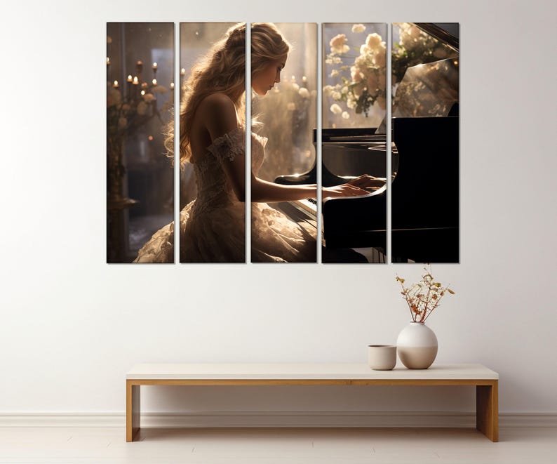 Beautiful Pianist Girl Canvas Print, Piano Wall Art, Musician Gift, Pianist Gift, Framed and Ready to Hang image 5