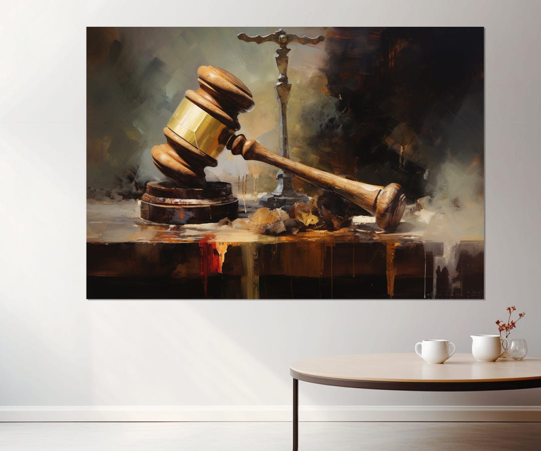 Gavel Canvas Print, Justice Wall Art, Judge Hammer Vintage Style Oil ...