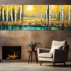 Large Birch Grove Canvas Print, Scenic Birch Forest Wall Art, Birch Trees Painting, Nature Canvas Art, Framed and Ready to Hang