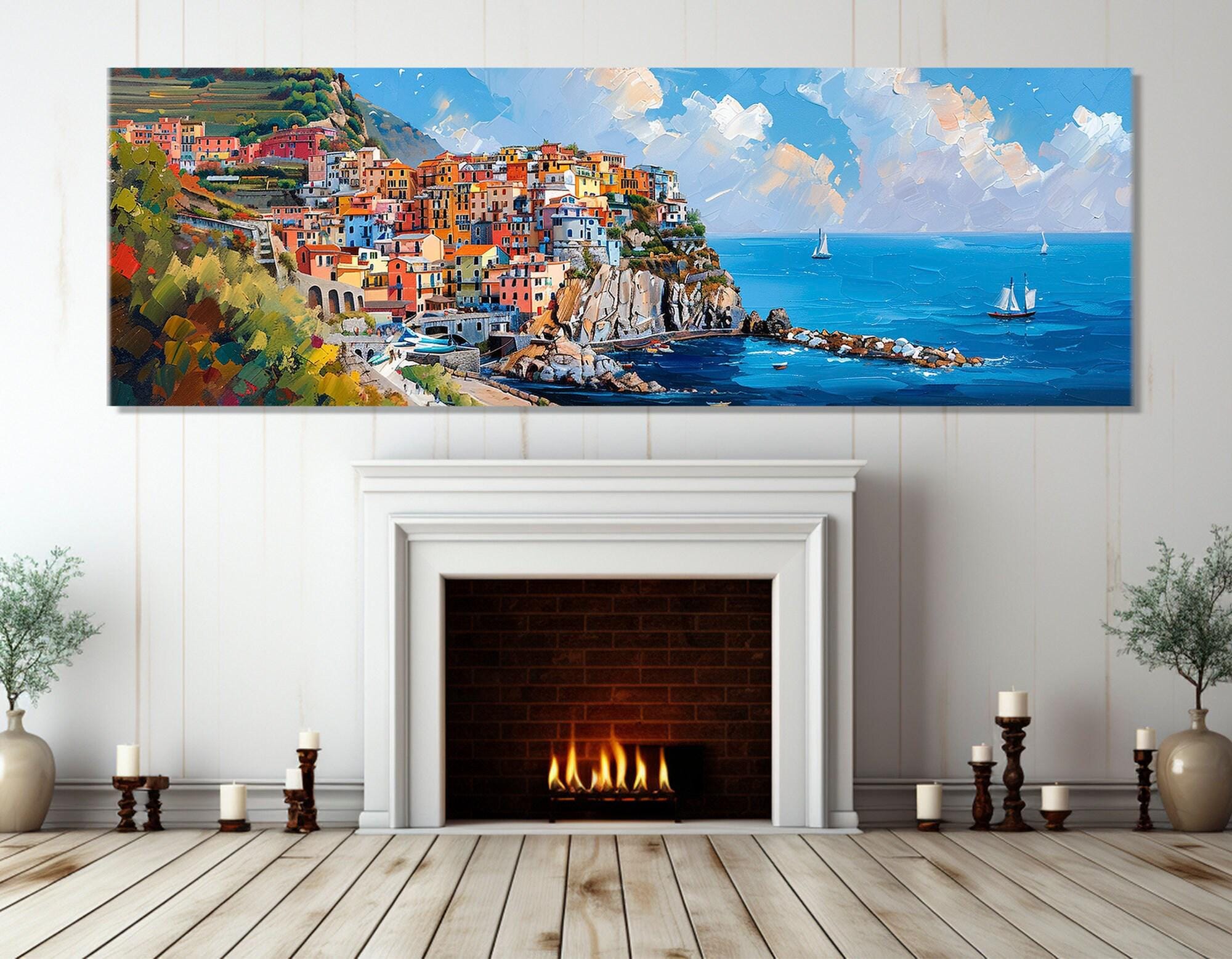 Cinque Terre Painting Canvas Print, Manarola, Italy Wall Art, Manarola ...