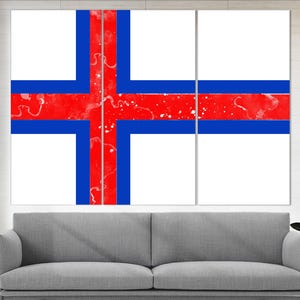 Faroe Islands Flag Canvas Print, Faroe Islands Wall Art, Flag ofFaroe Islands Print