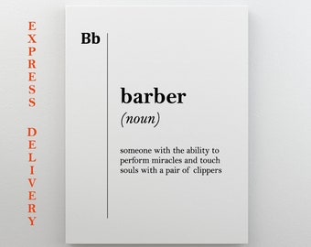 Barber Definition Canvas Print Gift for Barber Hairdresser Gift Stylist Coworker Barbershop Wall Art Gift Barber Canvas Art Professions Art