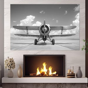 大型飛行機キャンバスアート、航空機キャンバスプリント、パイロット
