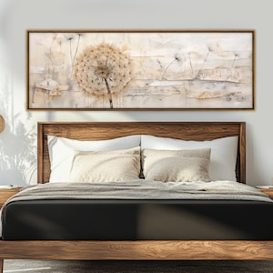 Soft Tones Dandelion Canvas Print, Floral Wall Art, Large Dandelion Painting, Dandelion Canvas Art, Framed and Ready to Hang