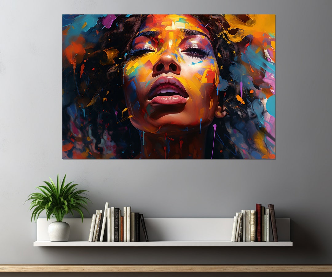 African Woman Face Painting Canvas Print, Pop Art Black Woman Wall Art ...