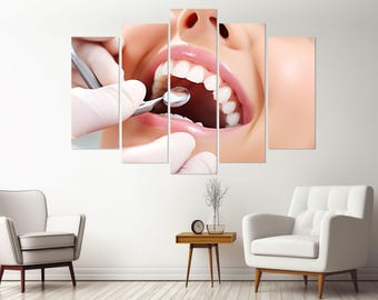 Art mural dentiste, cadeau dentiste, décoration murale pour bureau de dentiste, impression sur toile sourire, art mural stomatologie, encadré et prêt à accrocher