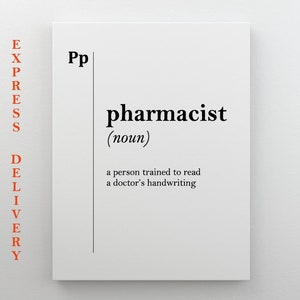 Pharmacist Definition Canvas Print, Pharmacist Gift, Pharmacy Wall Decor, Professions Wall Art