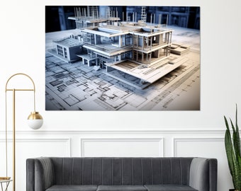 Architect Wall Decor, Architect Gift, Modern Architect Canvas Print, Architect Wall Art, Framed and Ready to Hang