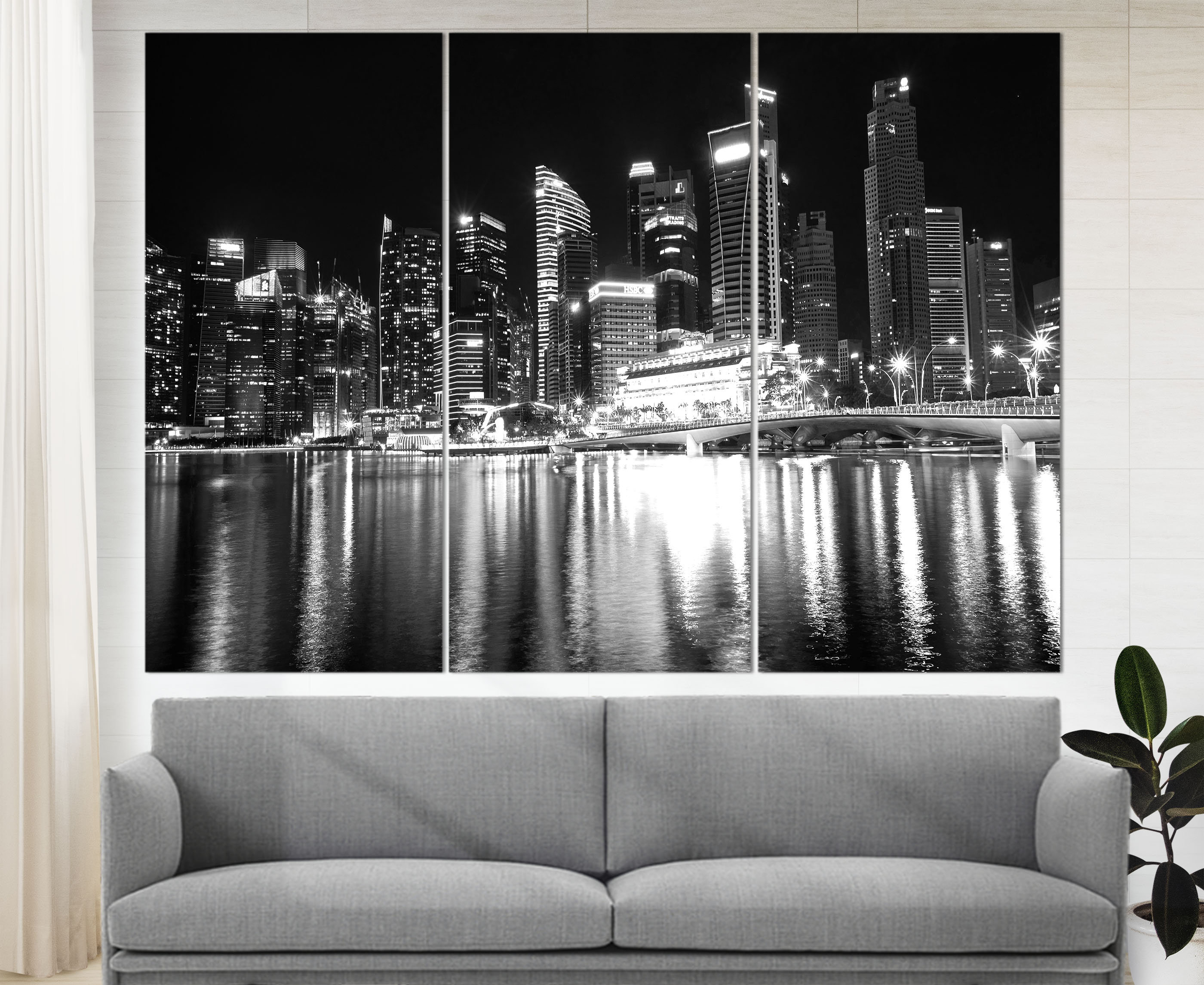 Singapore Skyline Singapore Canvas Print Singapore Wall Art Etsy