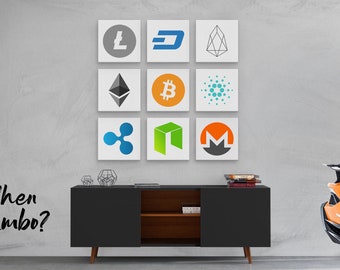 Cryptocurrencies Canvas Print Cryptocurrency Gift Bitcoin Art Trading Bitcoin Gold Ethereum Ripple Litecoin Monero Dash Eos Trader Gift