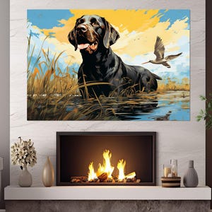 Hunting Dog Painting Canvas Print, Hunting Wall Art, Hunter Gift, Hunting Wall Decor, Framed and Ready to Hang