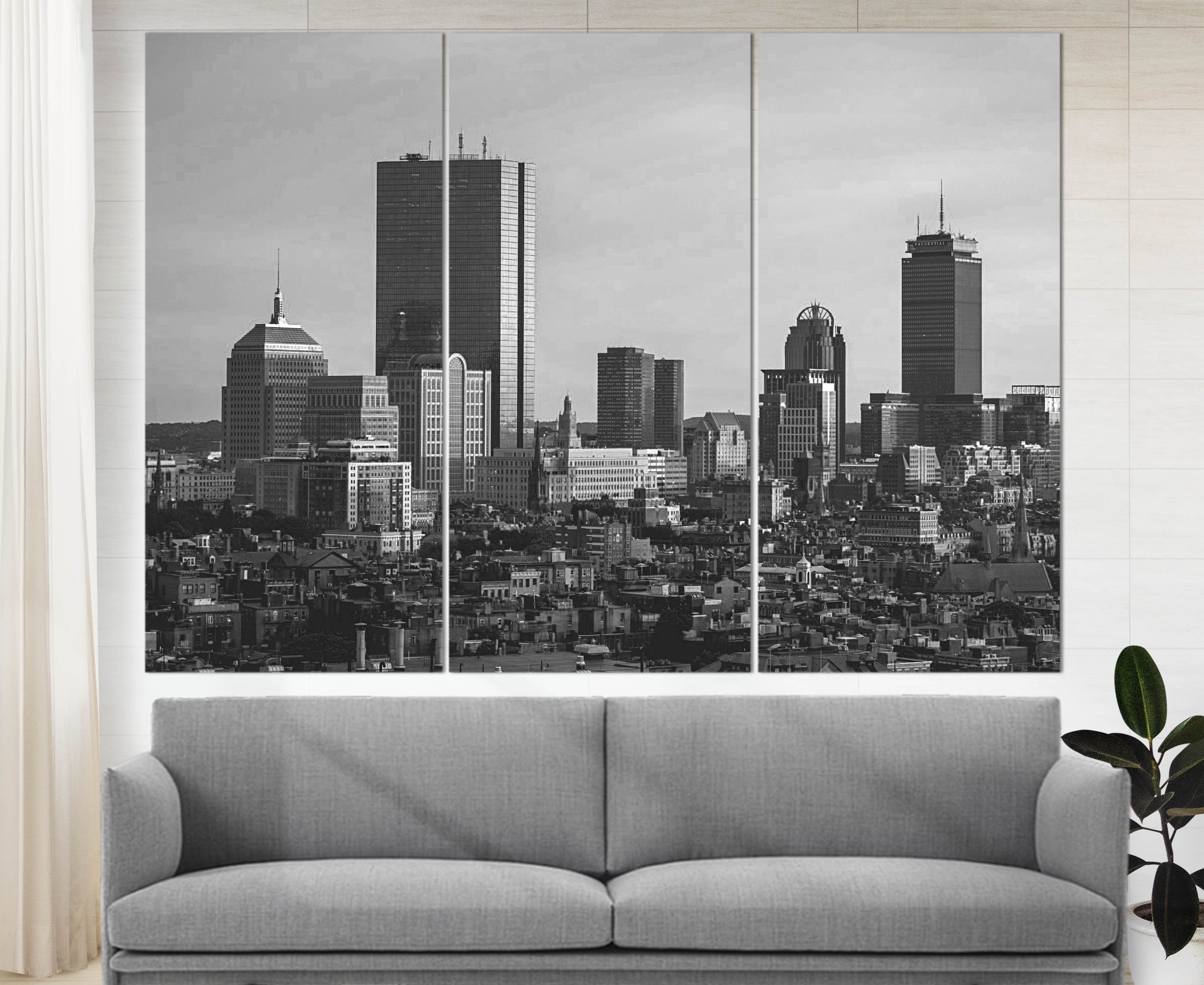 Boston Skyline Boston Wall Art Boston Canvas Print Etsy