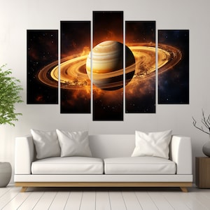Abstract Saturn Canvas Print, Saturn Painting, Planets Wall Art, Saturn Poster, Framed and Ready to Hang