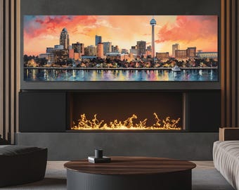 Abstract San Antonio Canvas Print, San Antonio Wall Art, San Antonio Painting, San Antonio Skyline, Framed and Ready to Hang