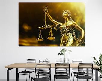 Lady Justice Canvas Print, Gift for Lawyer Office Decor, Judge Wall Art, Attorney Gift, Femida Canvas, Law Wall Art, Framed & Ready to Hang