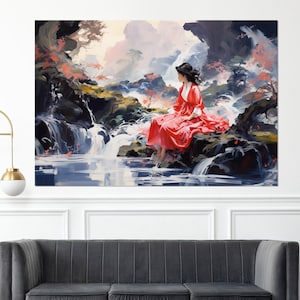Japanese Wall Art, Abstract Japanese Canvas Print, Japanese Painting, Asian Canvas Art, Asian Wall Decor, Framed and Ready to Hang