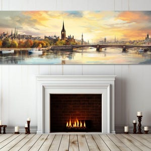 Abstract Glasgow Wall Art, Glasgow Painting Canvas Print, Large Glasgow Poster, Scotland Wall Art, Framed and Ready to Hang