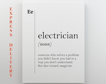 Electrician Canvas Art, Funny Electrician Gift, Coworker Gift, Electrician Wall Decor