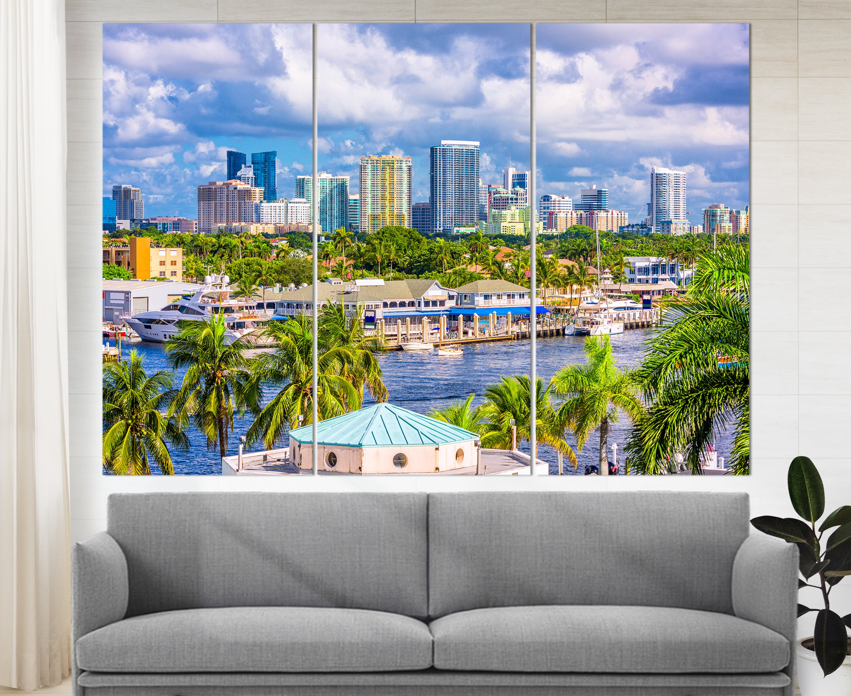 fort lauderdale skyline fort lauderdale canvas art florida etsy etsy