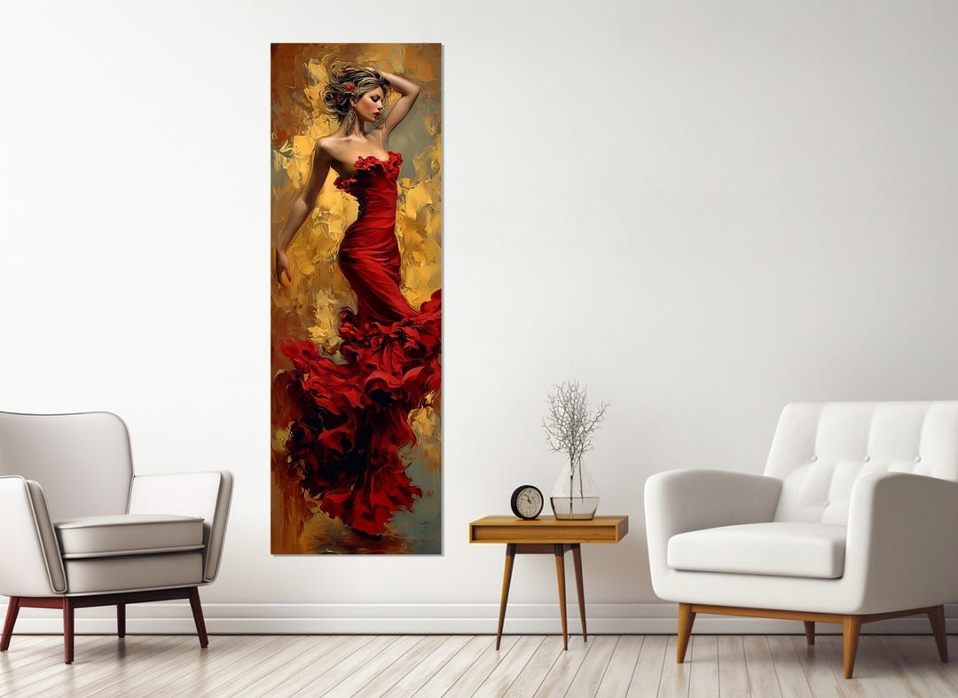 Woman in Red Dress Canvas Print, Lady in Red Wall Art, Framed and Ready ...