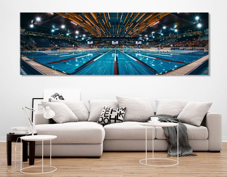 Pool Canvas Large Swimming Pool Canvas Print, Swimming Wall Art, Framed and Ready ...