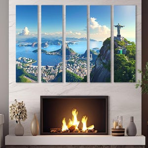 Rio De Janeiro Canvas Print, Large Rio De Janeiro Skyline, Brazil, Christ the Redeemer, Rio Wall Art, Rio Poster, Framed and Ready to Hang image 5