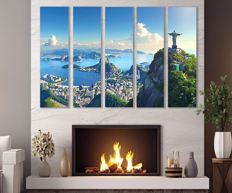 Rio De Janeiro Canvas Print, Large Rio De Janeiro Skyline, Brazil, Christ the Redeemer, Rio Wall Art, Rio Poster, Framed and Ready to Hang image 5
