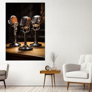 Microphones Canvas Print, Microphones Poster, Framed and Ready to Hang