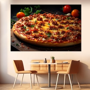 Pizza Wall Art, Chef Gift, Pizza Canvas Print, Pizzeria Wall Decor, Cook Gift, Pizza Bar Decor, Kitchen Wall Decor, Framed and Ready to Hang