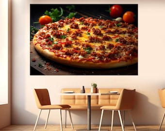 Pizza Wall Art, Chef Gift, Pizza Canvas Print, Pizzeria Wall Decor, Cook Gift, Pizza Bar Decor, Kitchen Wall Decor, Framed and Ready to Hang