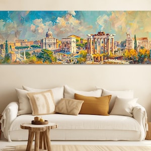 Große Rom Leinwand, Forum Romanum, Rom Malerei, Rom Wandkunst, Italien Leinwanddruck, italienische Wanddekoration, gerahmt und fertig zum Aufhängen