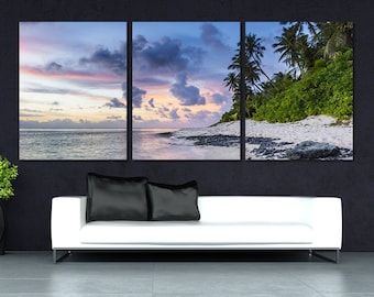 Extra Large Tropical Paradise Beach Panoramic Canvas Print Beach Wall Art Tropical Canvas Art Housewarming Gift Ocean Wall Decor Beach Art