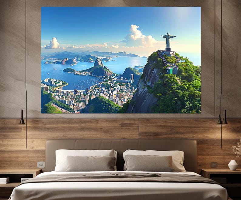 Rio De Janeiro Canvas Print, Large Rio De Janeiro Skyline, Brazil, Christ the Redeemer, Rio Wall Art, Rio Poster, Framed and Ready to Hang image 6
