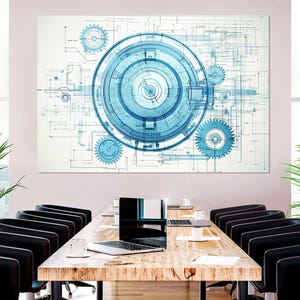 Engineering Wall Art, Engineer Gift, Engineering Drawing Canvas Print, Engineering Wall Decor, Framed and Ready to Hang