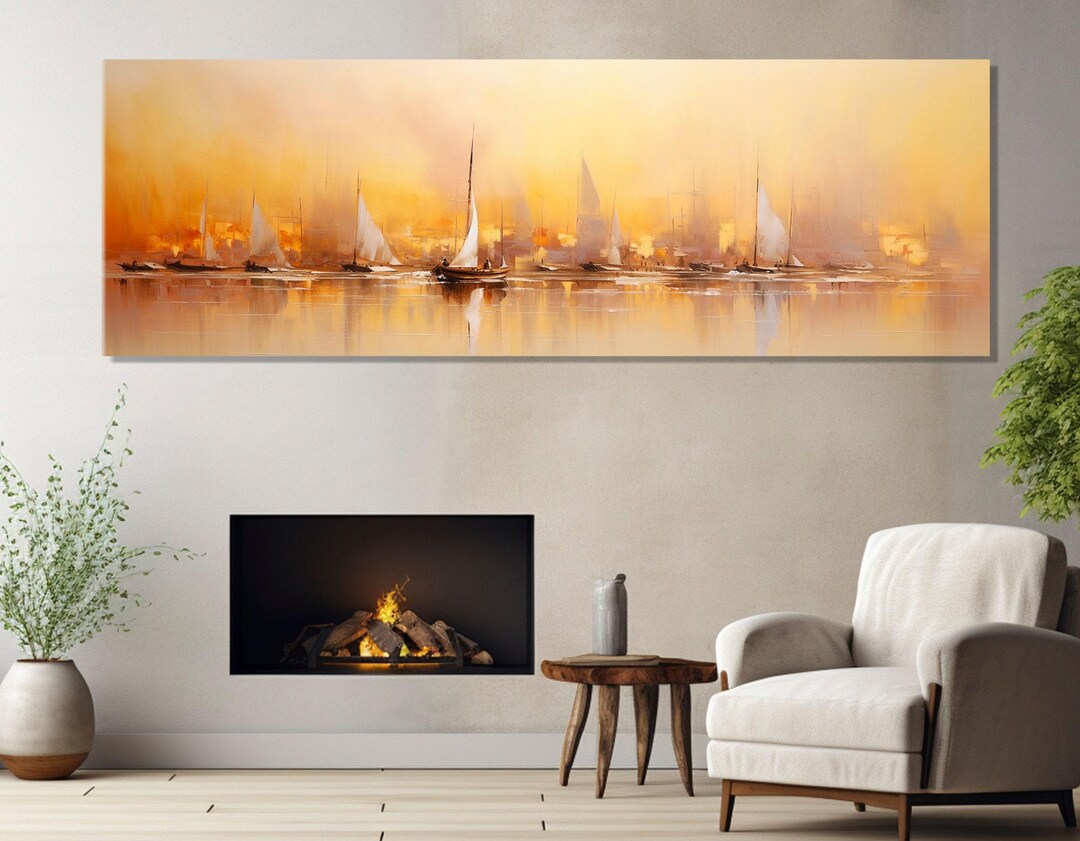 Yacht on Sunset Canvas Print, Sailing Wall Art, Sailboats in the Sea ...