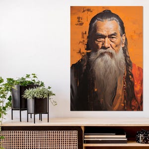 Abstract Confucius Painting Canvas Print, Philosopher Gift, Philosophy Wall Art, Philosophy Teacher Gift, Framed and Ready to Hang