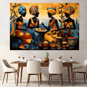 Impression abstraite sur toile de femmes africaines, décoration murale africaine, encadrée et prête à accrocher