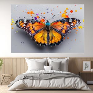 Abstract Butterfly Painting Canvas Print, Butterfly Wall Art, Butterfly Print, Modern Butterfly Poster, Framed and Ready to Hang