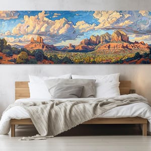 Pintura em tela de Sedona Rocks, grande arte de parede do Arizona, pintura abstrata de Sedona, arte em tela de Sedona, emoldurada e pronta para pendurar