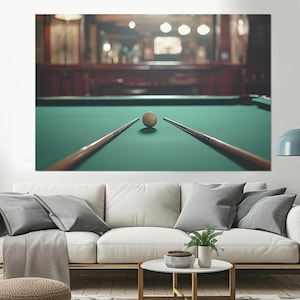 Large Billiards Wall Art, Billiards Canvas Print, Billiards Room Decor, Minimalist Billiards Poster, Framed and Ready to Hang