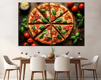 Pizza Canvas Print, Pizza Wall Art, Pizzeria Decor, Kitchen Wall Decor, Pizza Canvas Art, Framed and Ready to Hang