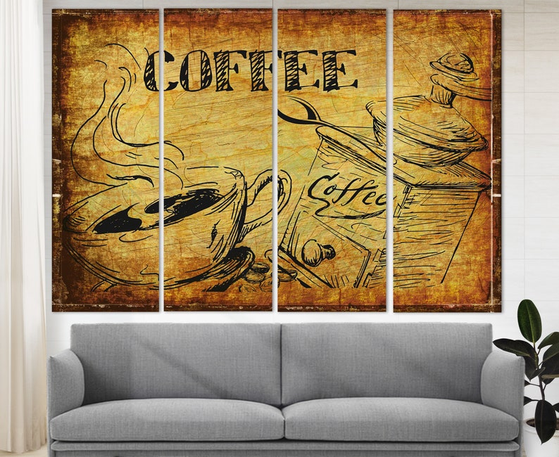 Coffee Wall Art Kitchen Wall Deacor Coffee Canvas Art Etsy