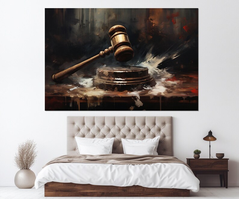 Law Wall Art, Gavel Painting Canvas Print, Lawyer Gift, Judge ...