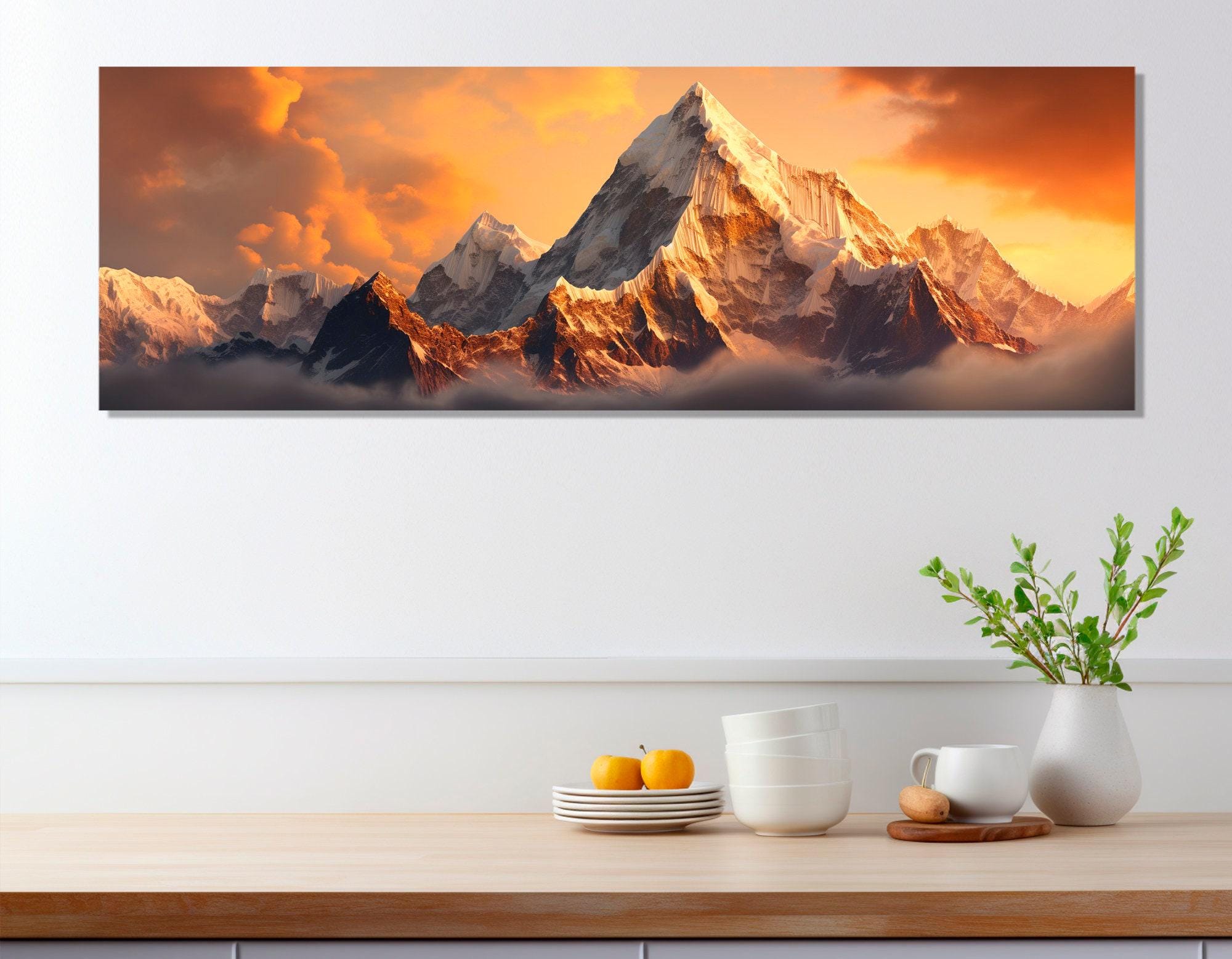 Everest Sunset Canvas Print, Himalayas Wall Art, Large Everest