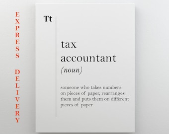 Tax Accountant Canvas Art Definition Tax Accountant Gift Office Decor Coworker New Job Gift Tax Refund Dictionary Art Professions Wall Art